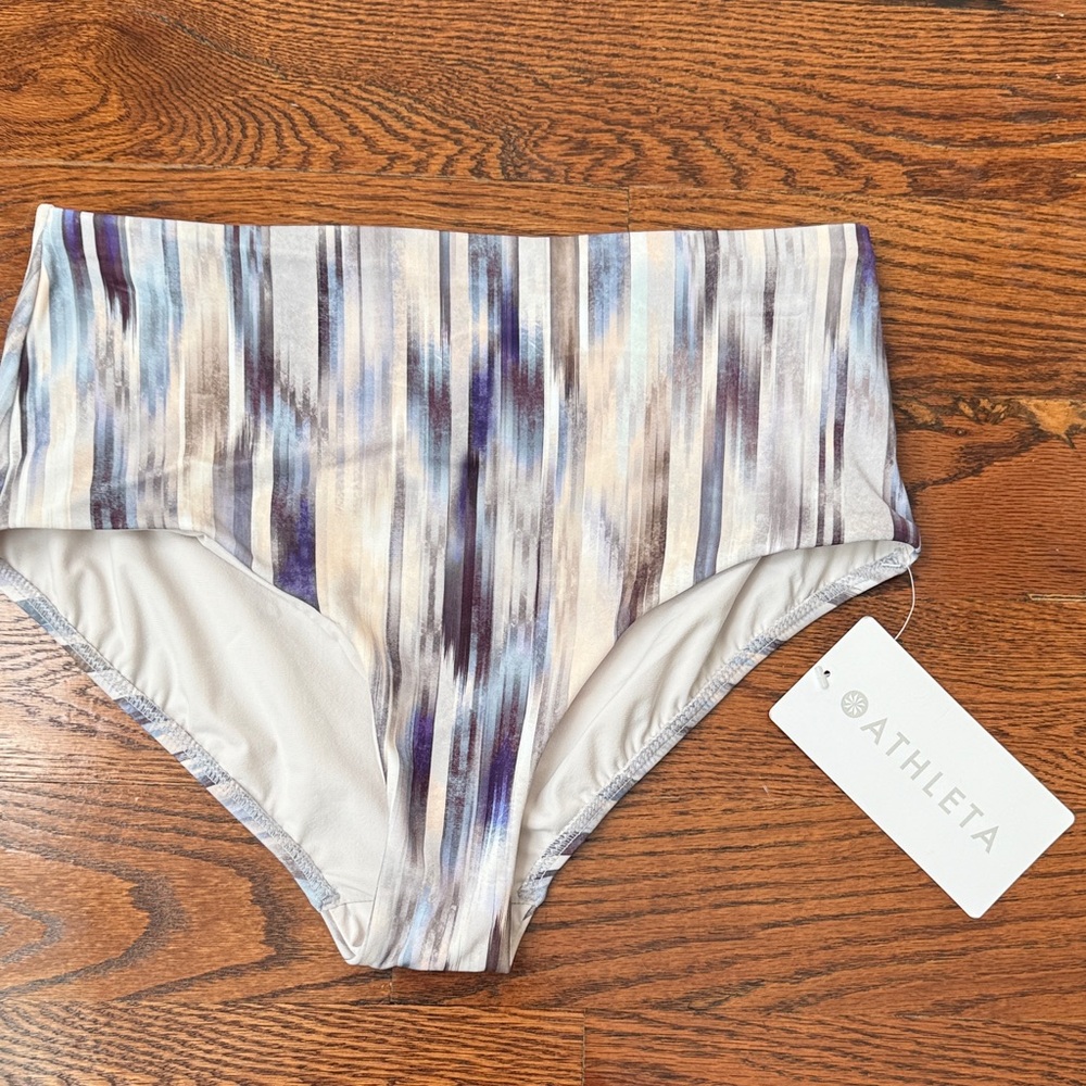 NWT Athleta Striped High-Waisted Bikini Bottom